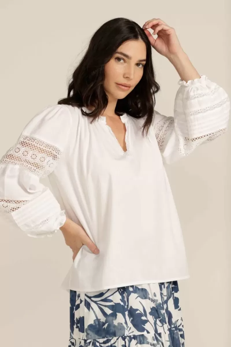 GOONDIWINDI COTTON Lace Trim Shirt In White