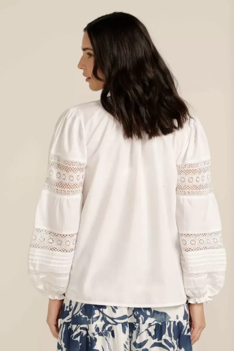 GOONDIWINDI COTTON Lace Trim Shirt In White