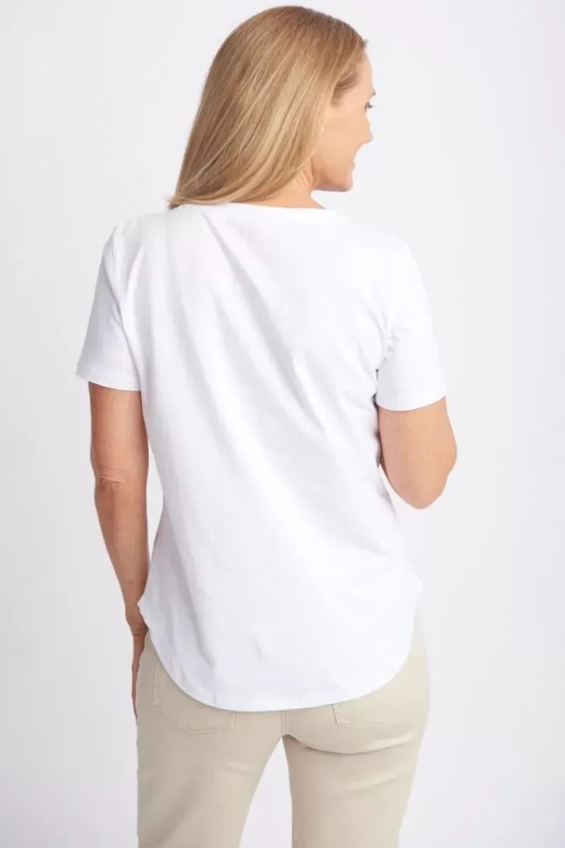 GOONDIWINDI COTTON Slub V Neck Tee In White