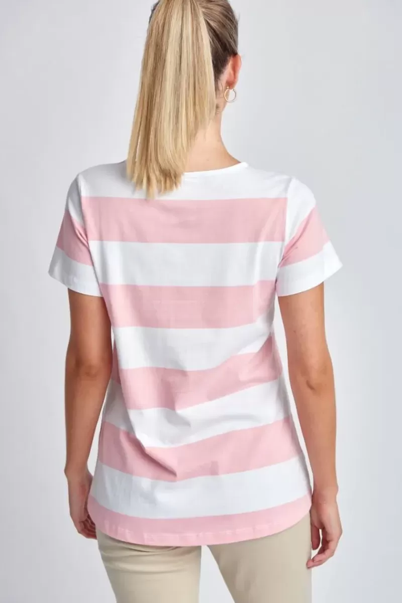 GOONDIWINDI COTTON Slub Wide Stripe Tee In Pink