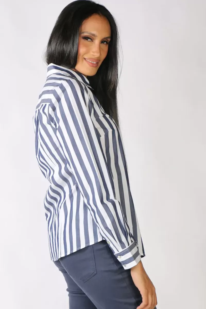 GOONDIWINDI COTTON Striped Shirt In Navy