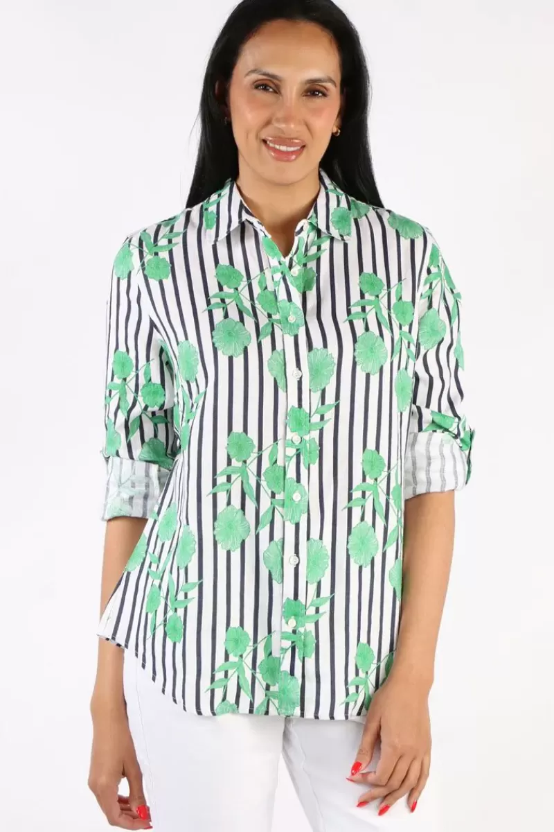 GOONDIWINDI COTTON Goondiwindi Linen Shirt In Green Aquador Print