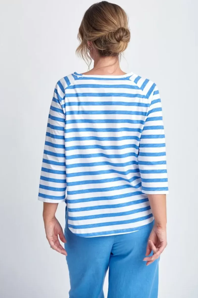 GOONDIWINDI COTTON Goondiwindi Stripe Raglan Tee In Regatta