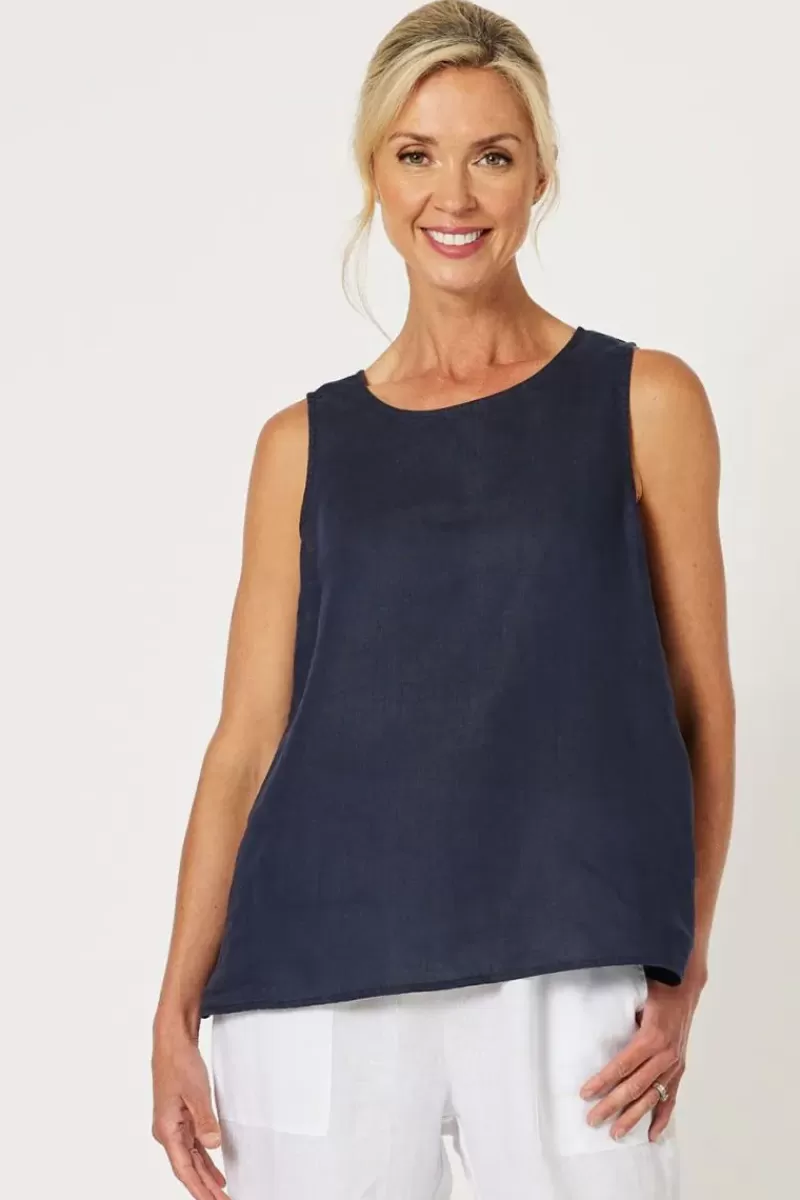 GORDON SMITH Bianca Back Button Tank In Navy