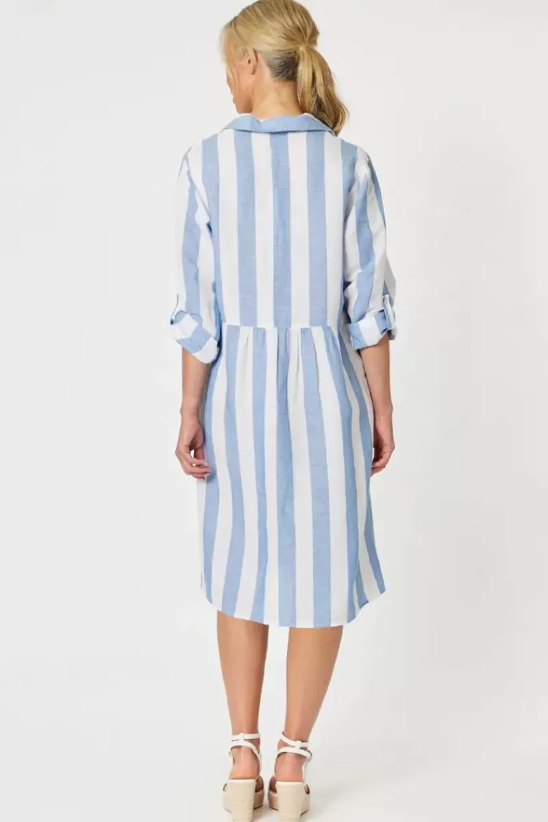 GORDON SMITH Hamptons Stripe Dress In Blue