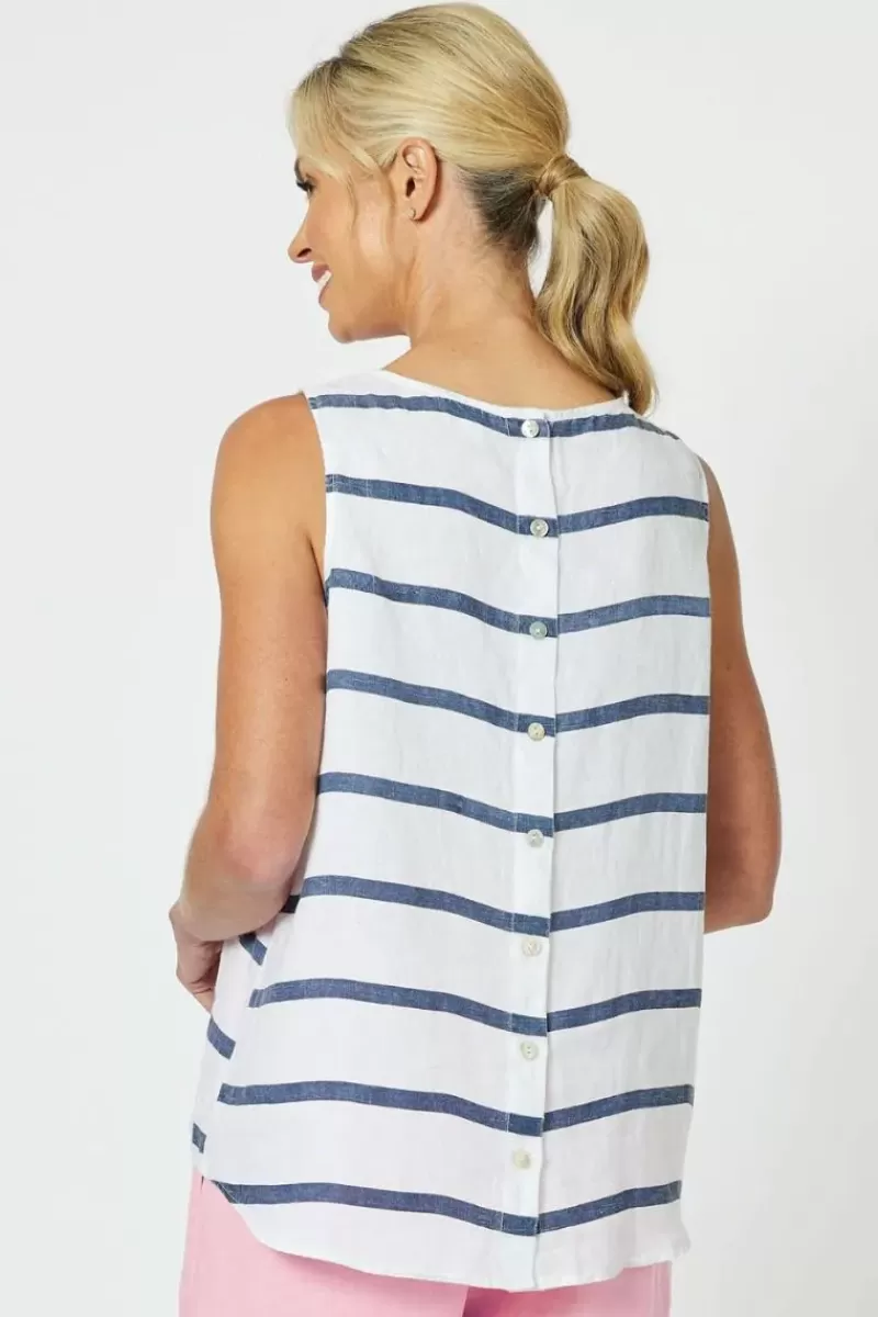 GORDON SMITH Stripe Button Back Top