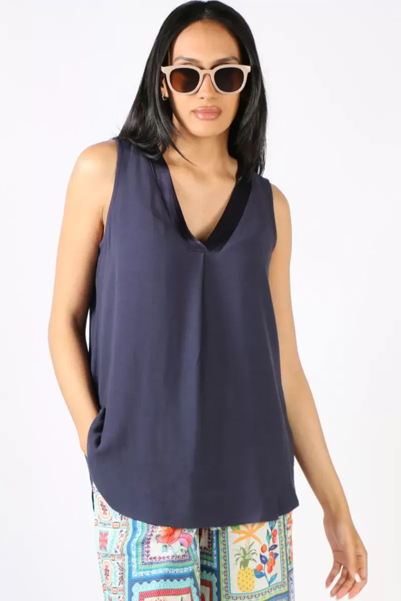 HAMMOCK AND VINE Tuxedo Tank Top In Navy