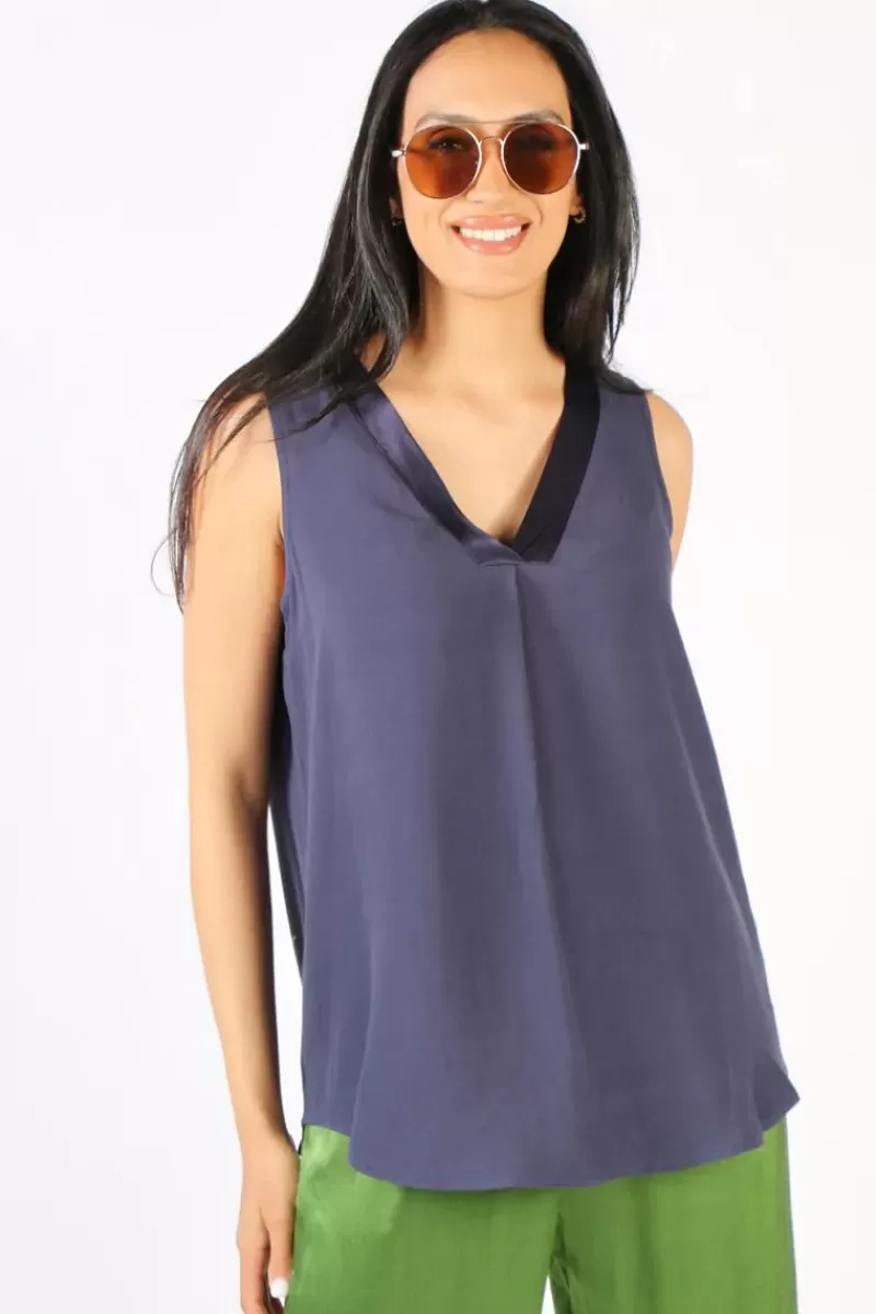 HAMMOCK AND VINE Tuxedo Tank Top In Navy