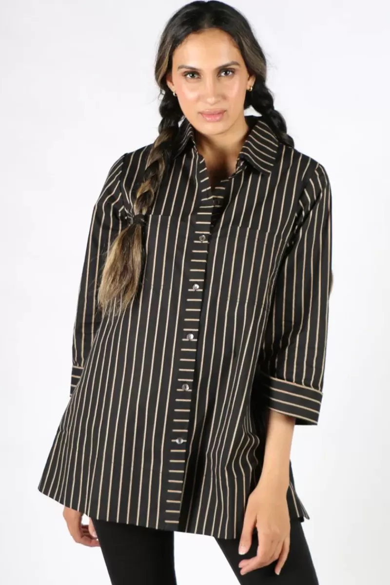 BAGRUU Harvey Stripe Shirt By In Black