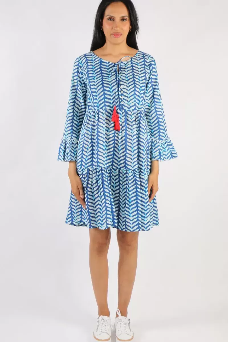 HOLMES & FALLON Holmes And Fallon Shibori Midi Dress In Blue