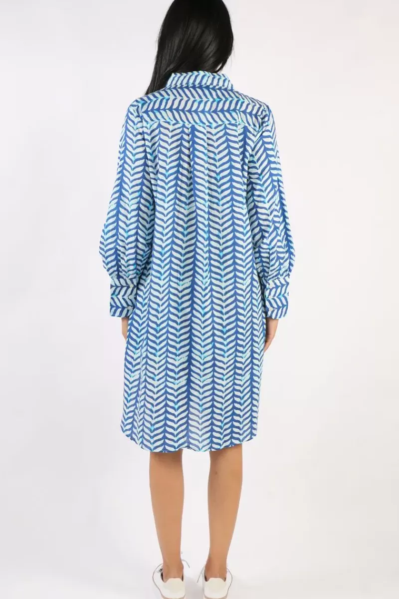 HOLMES & FALLON Holmes And Fallon Shibori Shirtmaker Dress In Blue