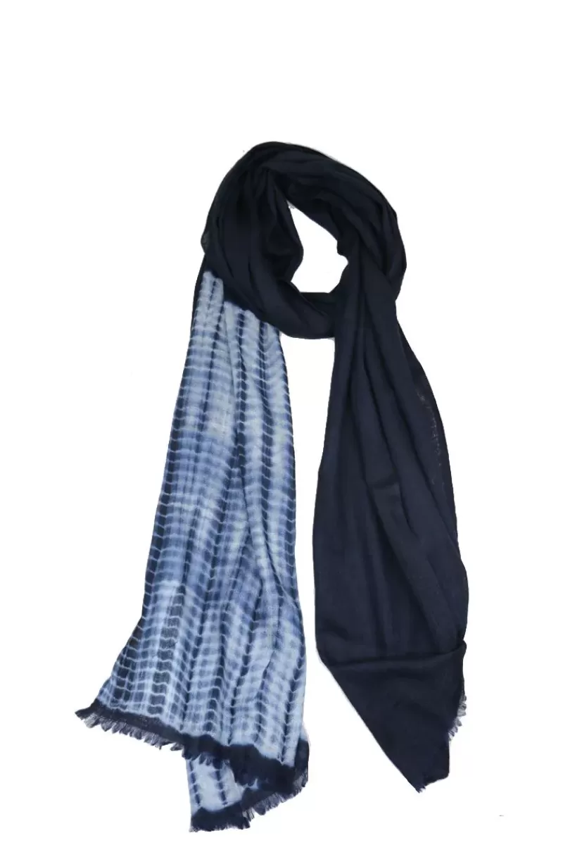 HUMIDITY LIFESTYLE Humidity Tie Dye Wool Scarf In Navy