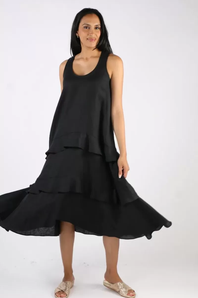 ILLIUM Sleeveless Ruffle Dress In Black