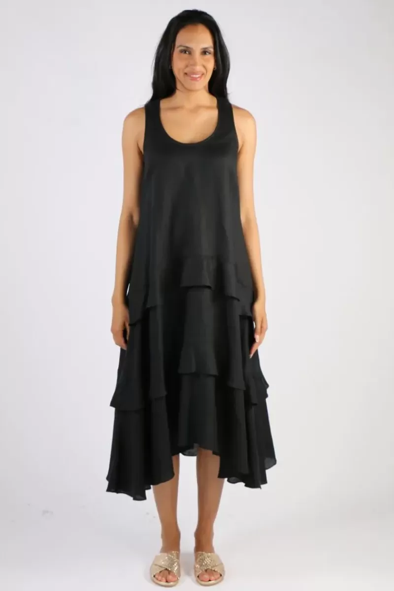 ILLIUM Sleeveless Ruffle Dress In Black