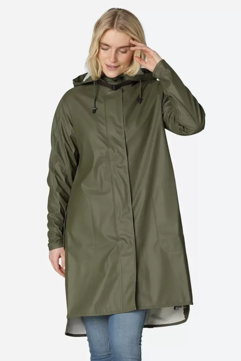 ILSE JACOBSEN A Line Raincoat In Army