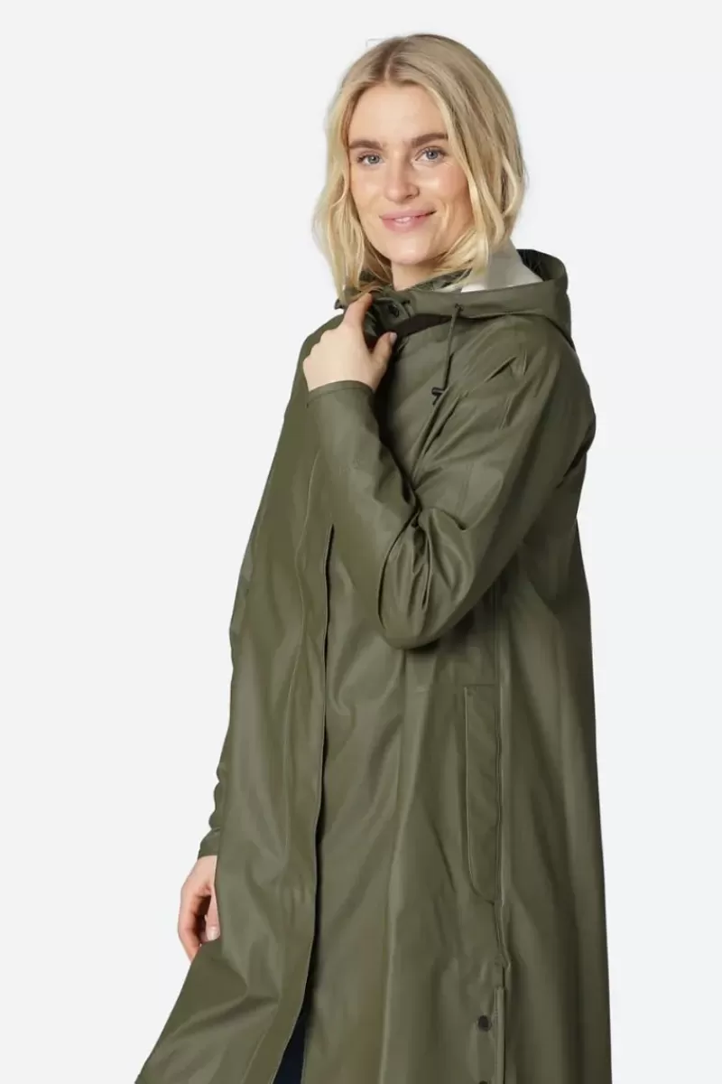 ILSE JACOBSEN A Line Raincoat In Army