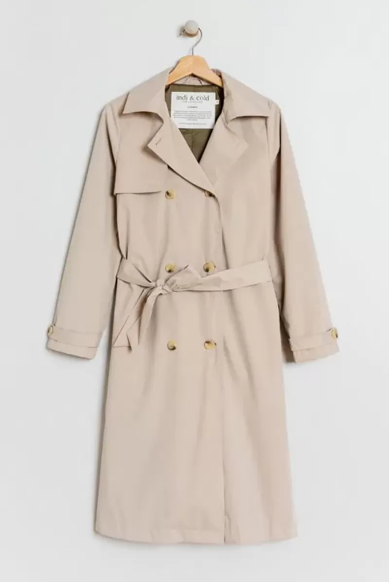 INDI AND COLD Indi & Cold Classic Trench Coat In Natural