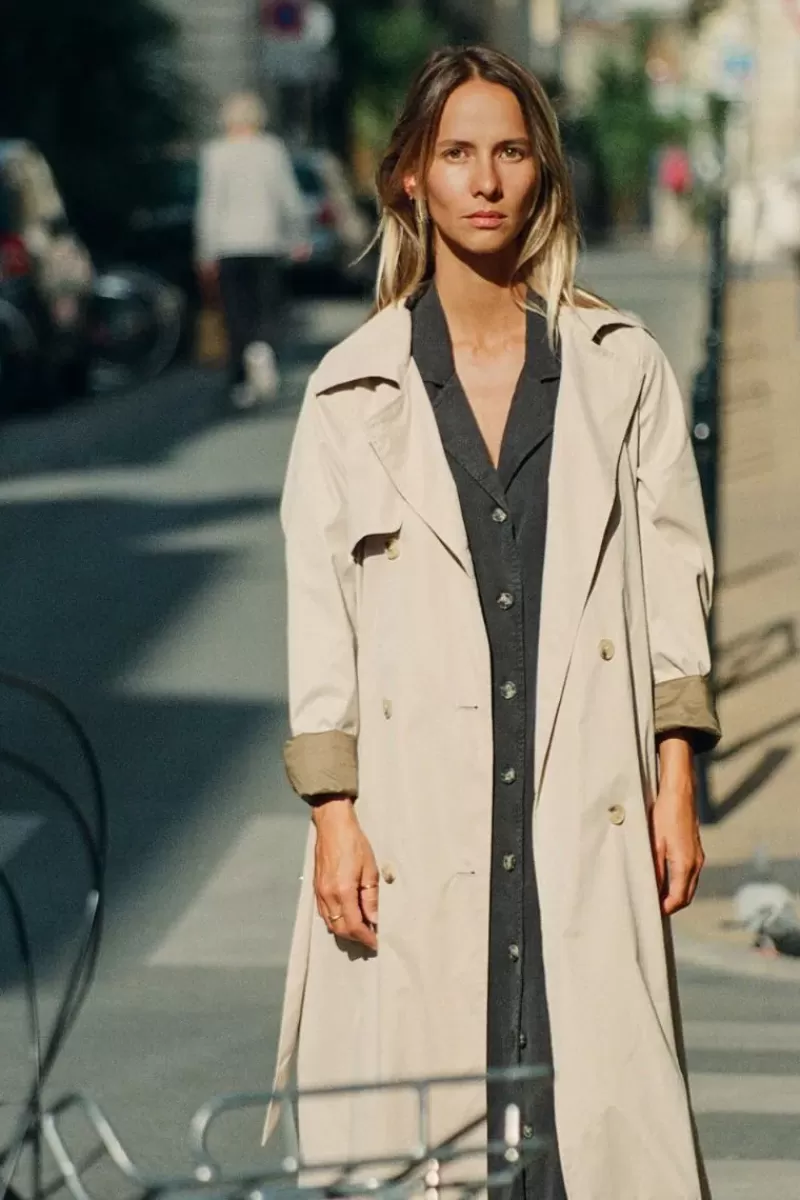 INDI AND COLD Indi & Cold Classic Trench Coat In Natural