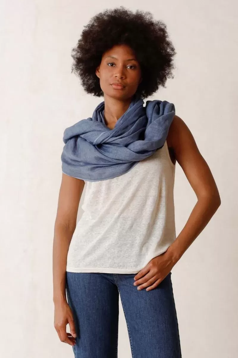 INDI AND COLD Indi & Cold Cotton Edged Scarf In Grey