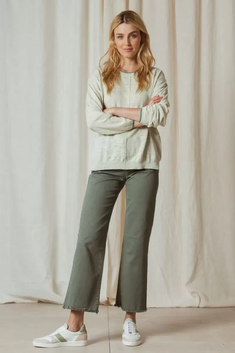 INDI AND COLD Indi & Cold Linen Contrast Knit Jumper In Mint