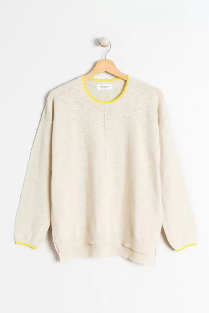 INDI AND COLD Indi & Cold Linen Contrast Knit Jumper In Natural