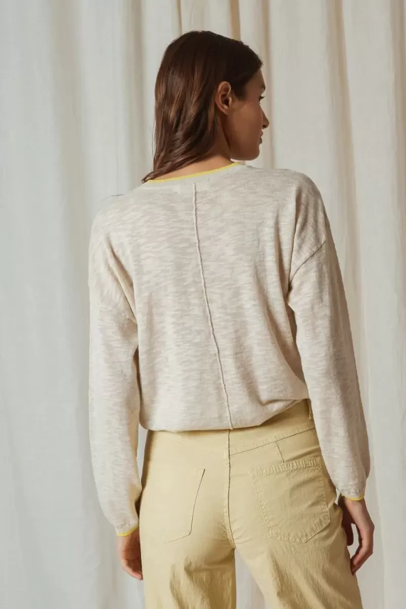 INDI AND COLD Indi & Cold Linen Contrast Knit Jumper In Natural