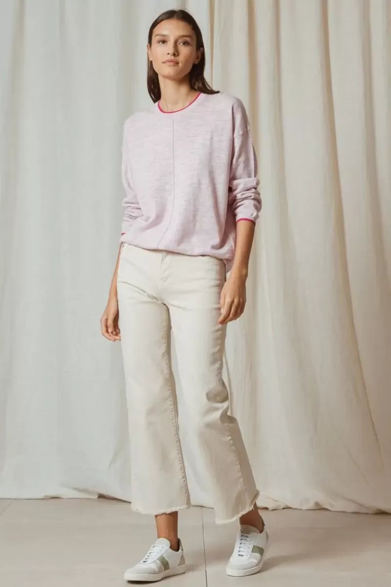 INDI AND COLD Indi & Cold Linen Contrast Knit Jumper In Pink