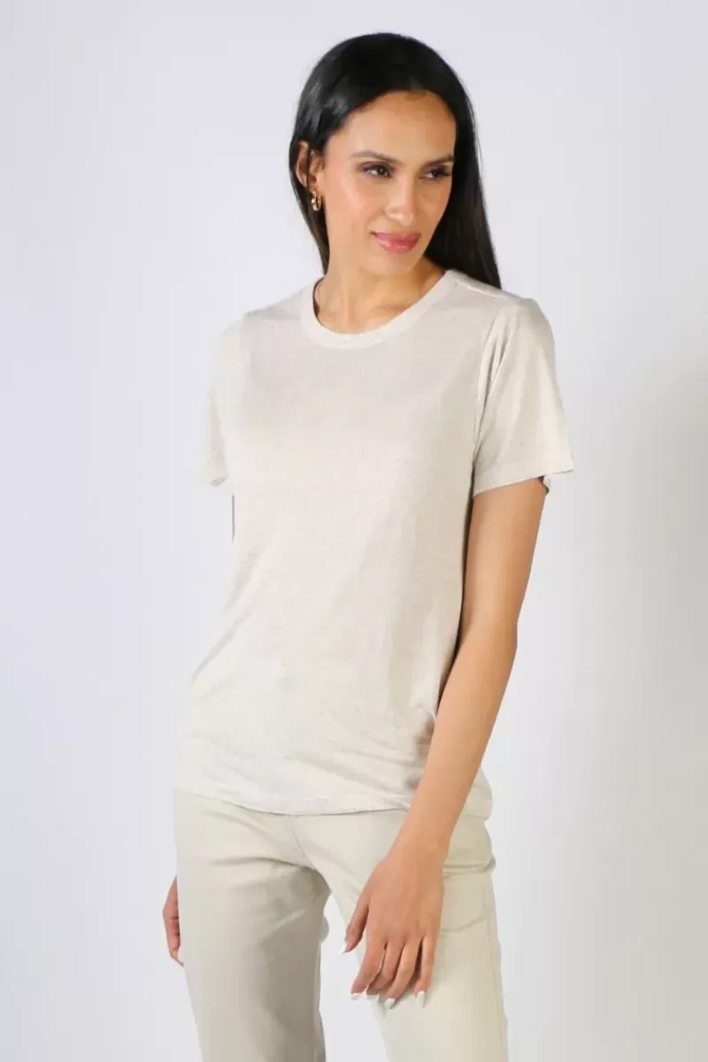 INDI AND COLD Indi & Cold Melange Linen Tee In Natural