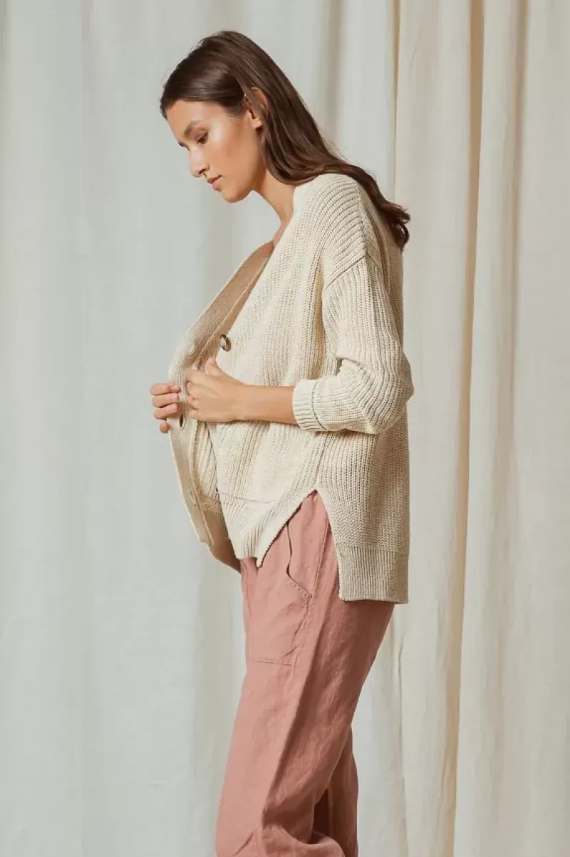 INDI AND COLD Indi & Cold Slouch Cardi In Natural