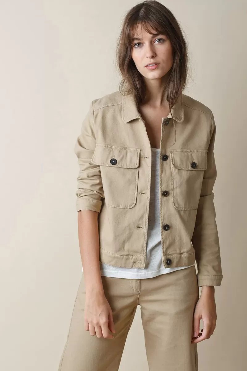 INDI AND COLD Indi & Cold Twill Cropped Jacket In Camel