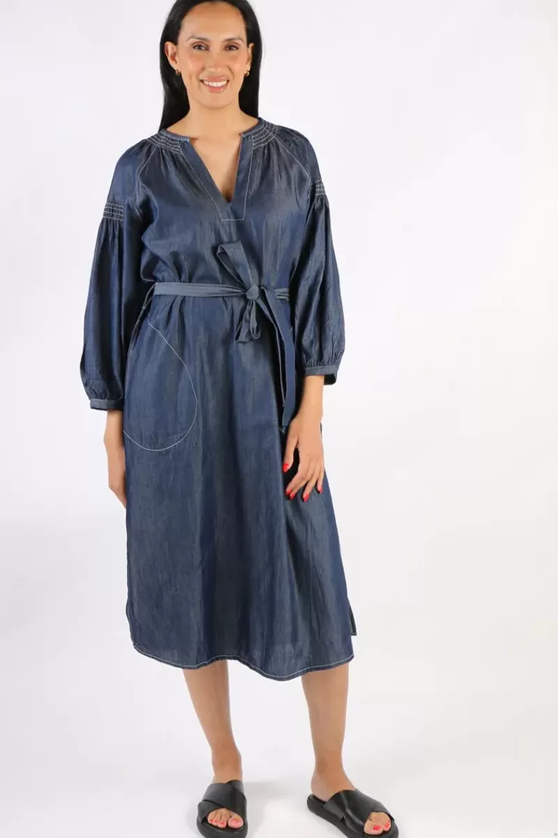 ITAMI Sakanto Midi Kaftan Dress In Denim