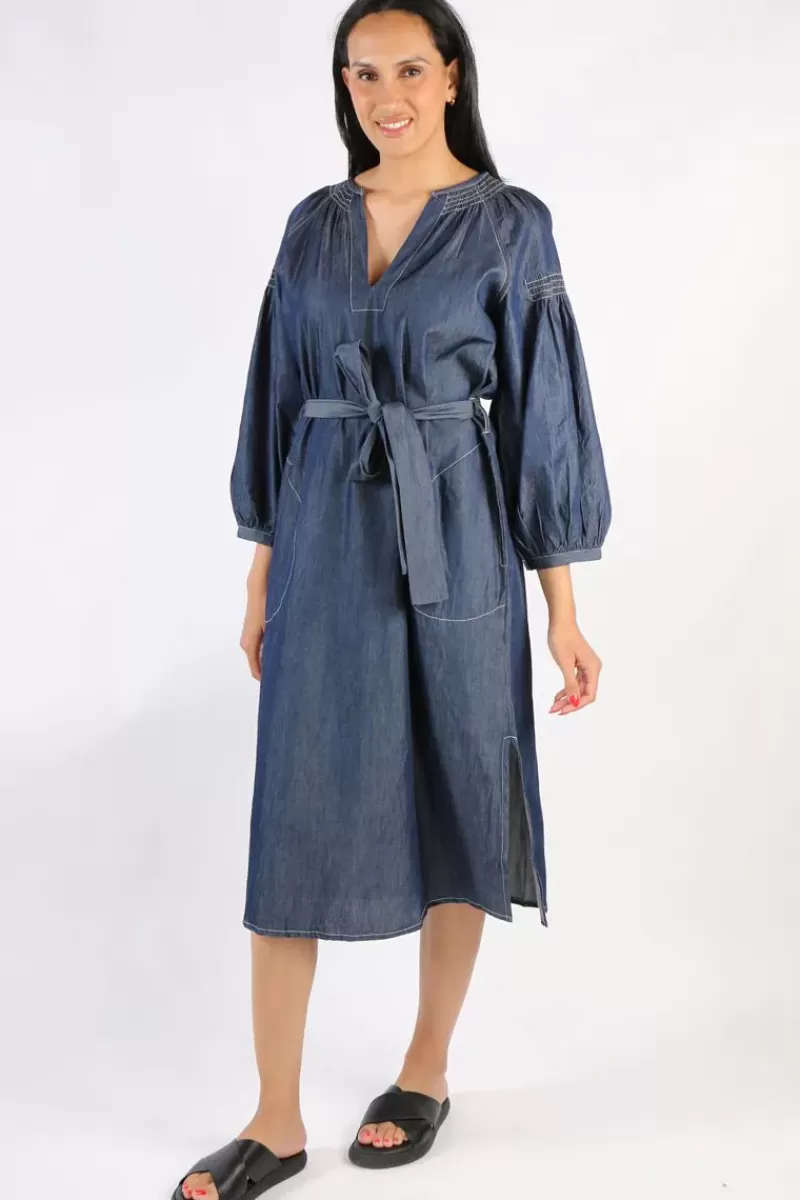 ITAMI Sakanto Midi Kaftan Dress In Denim