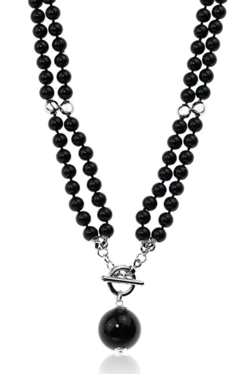 JANTAN Beaded Convertible Necklace In Black