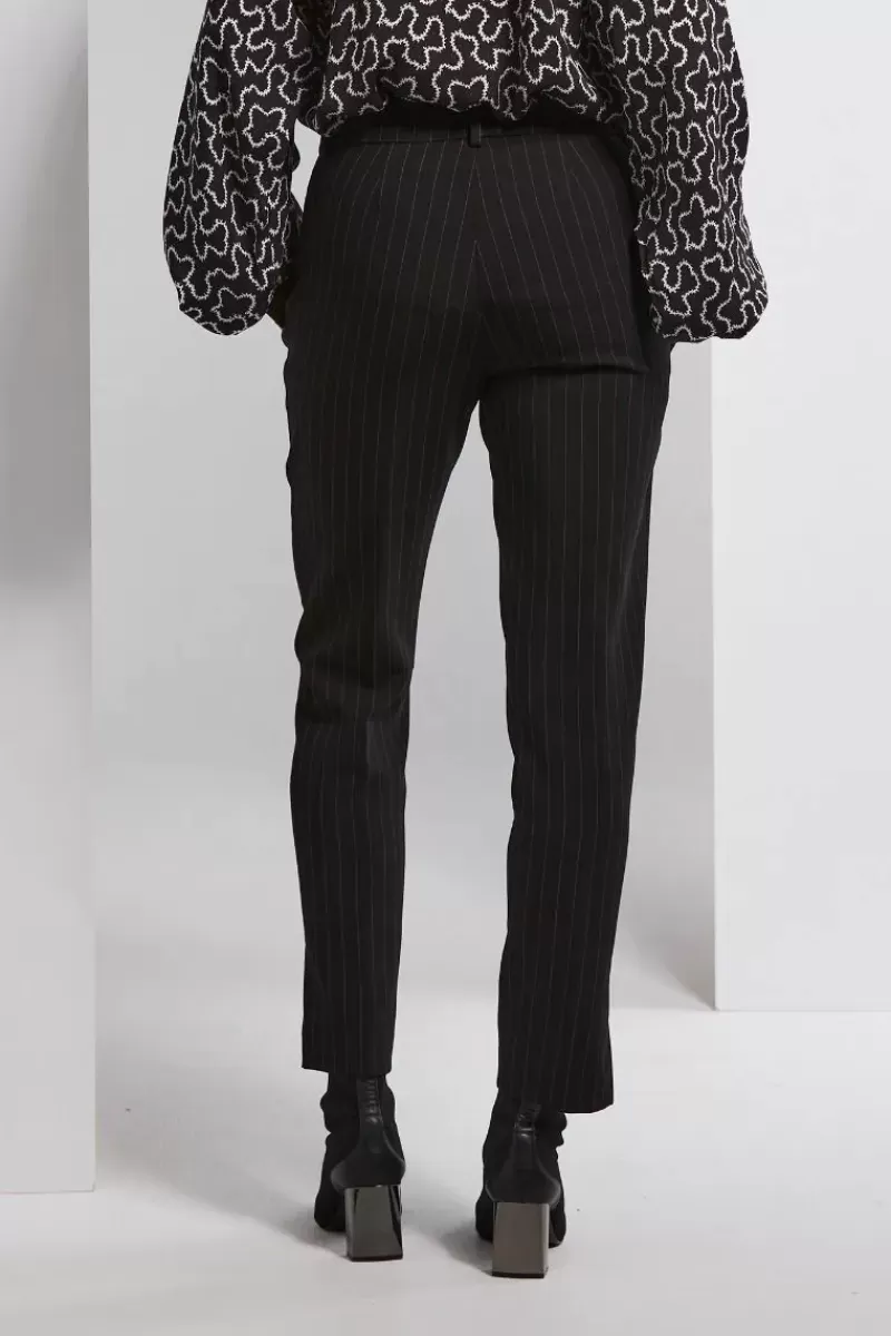 LANIA THE LABEL Lania Pinstripe Mayoral Pant In Black