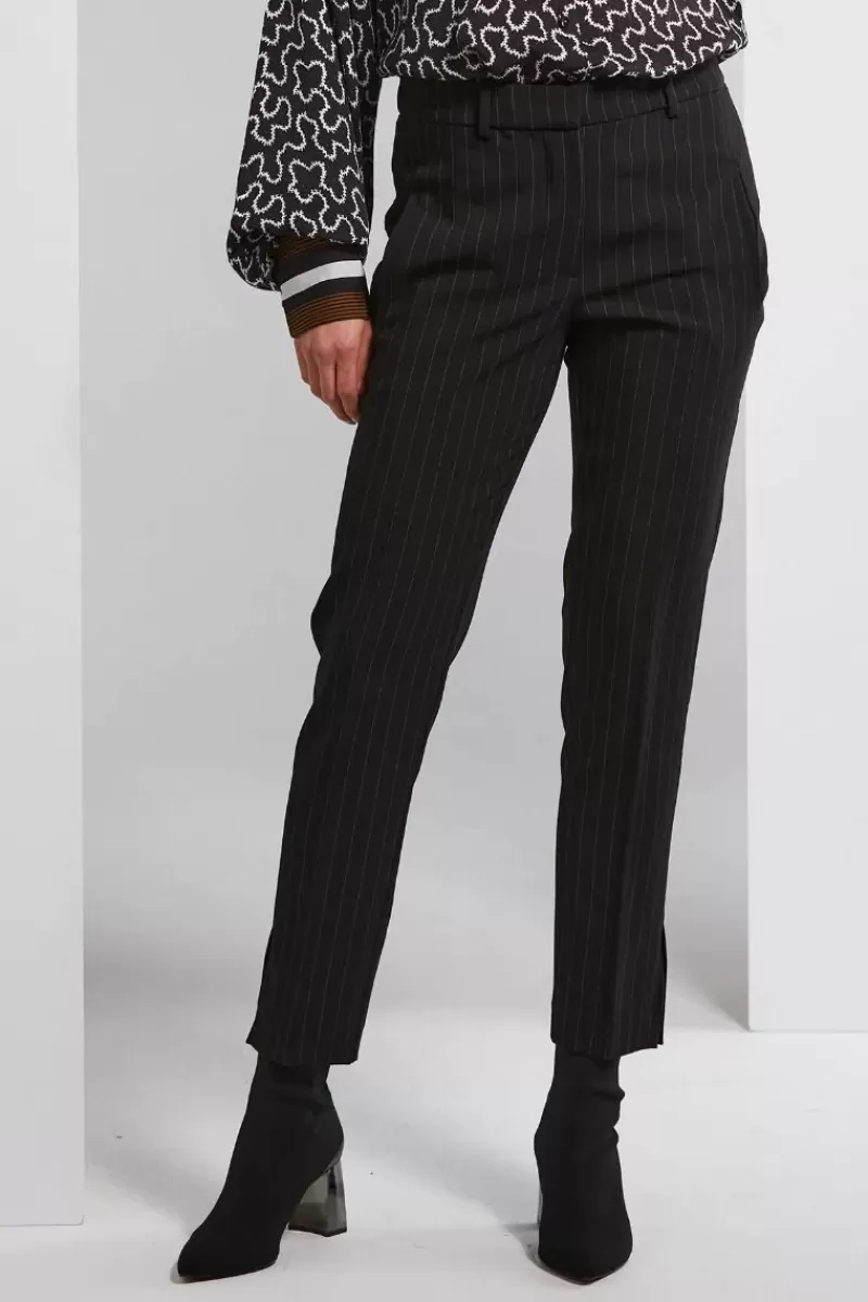 LANIA THE LABEL Lania Pinstripe Mayoral Pant In Black