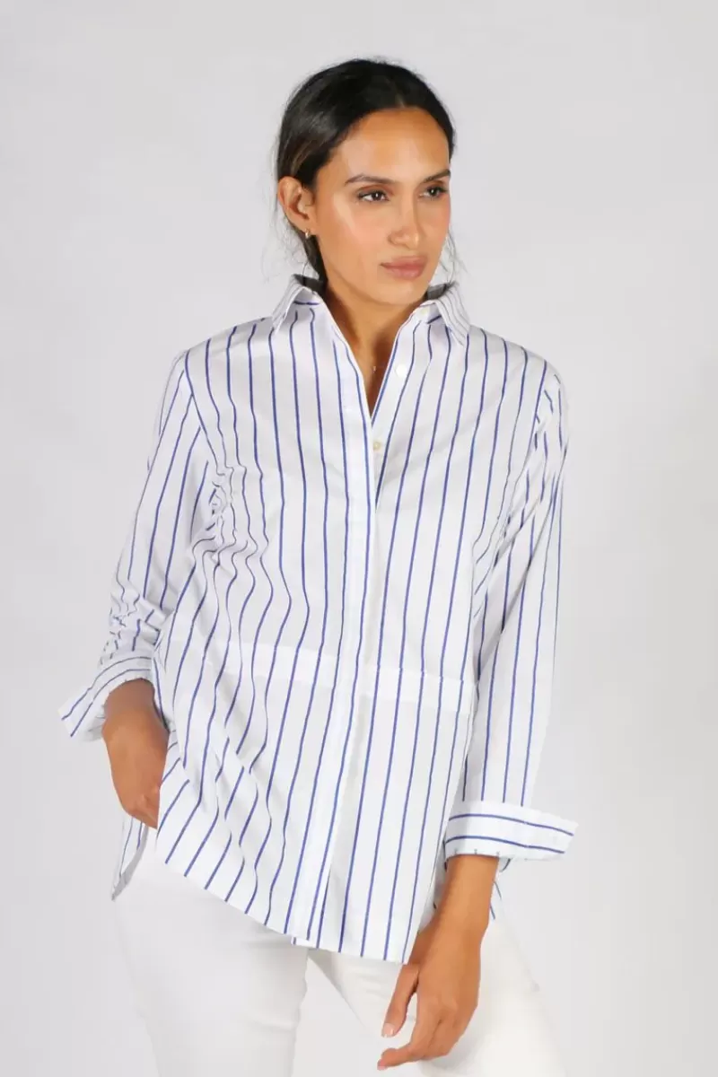 BAGRUU Lania Stripe Shirt By In White