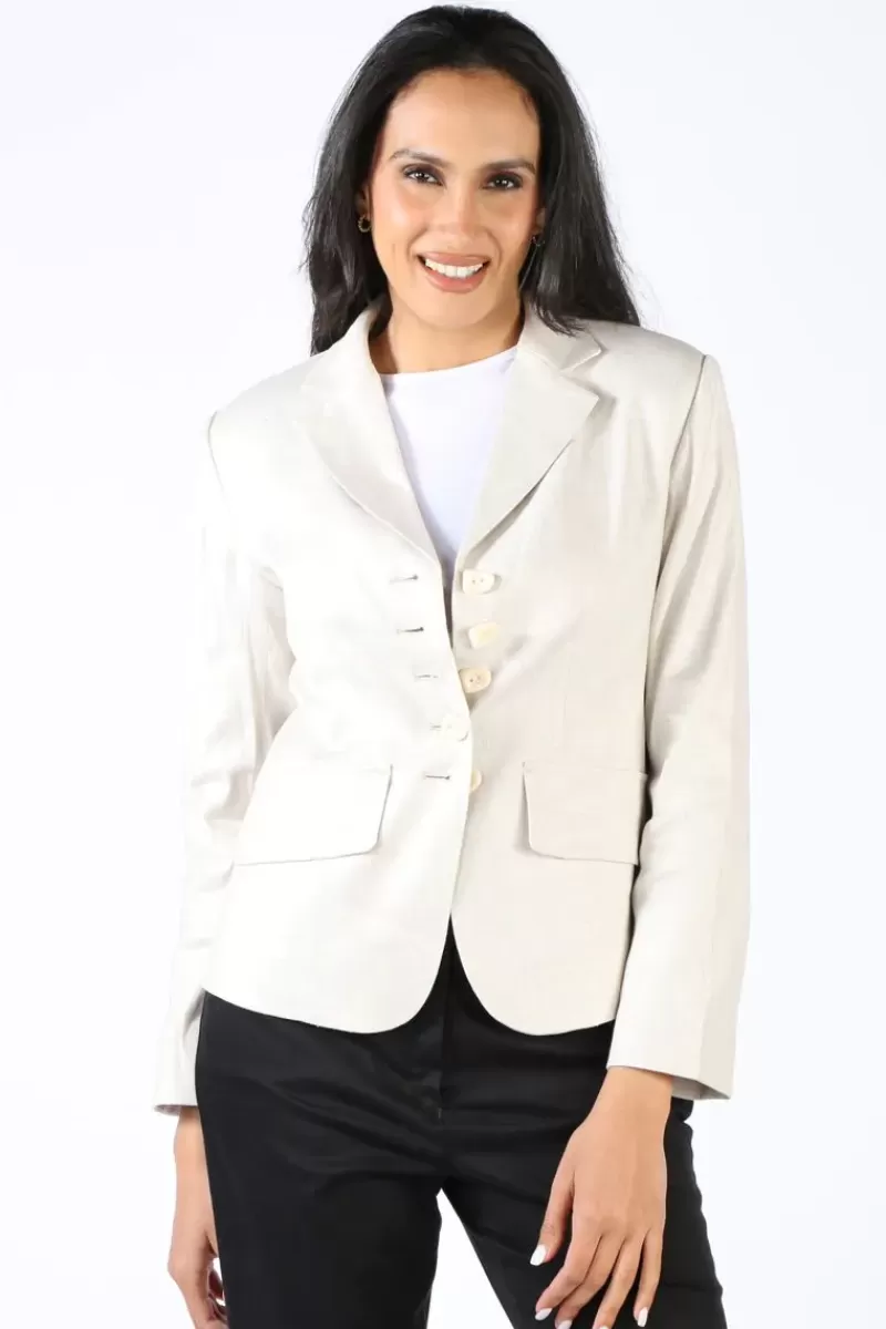 LANIA THE LABEL Lania Twill Linen Madison Jacket In Natural