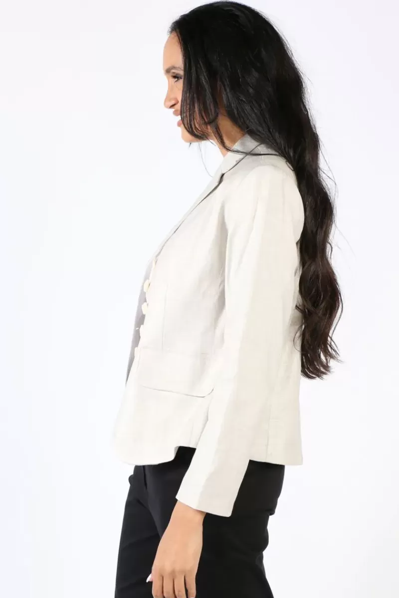 LANIA THE LABEL Lania Twill Linen Madison Jacket In Natural