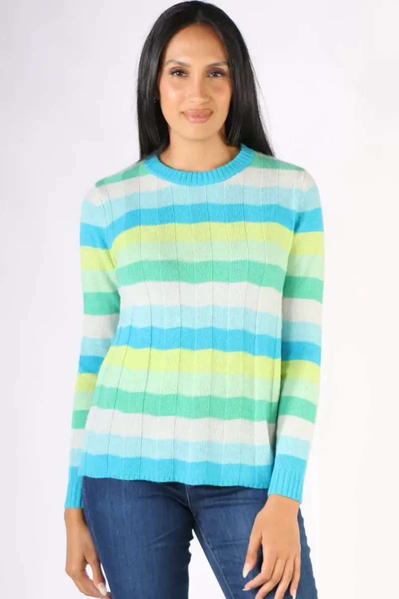 LD & CO Stripe Jumper In Aqua