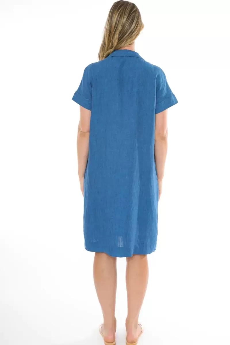 JUMP Linen Shift Dress In Sapphire By