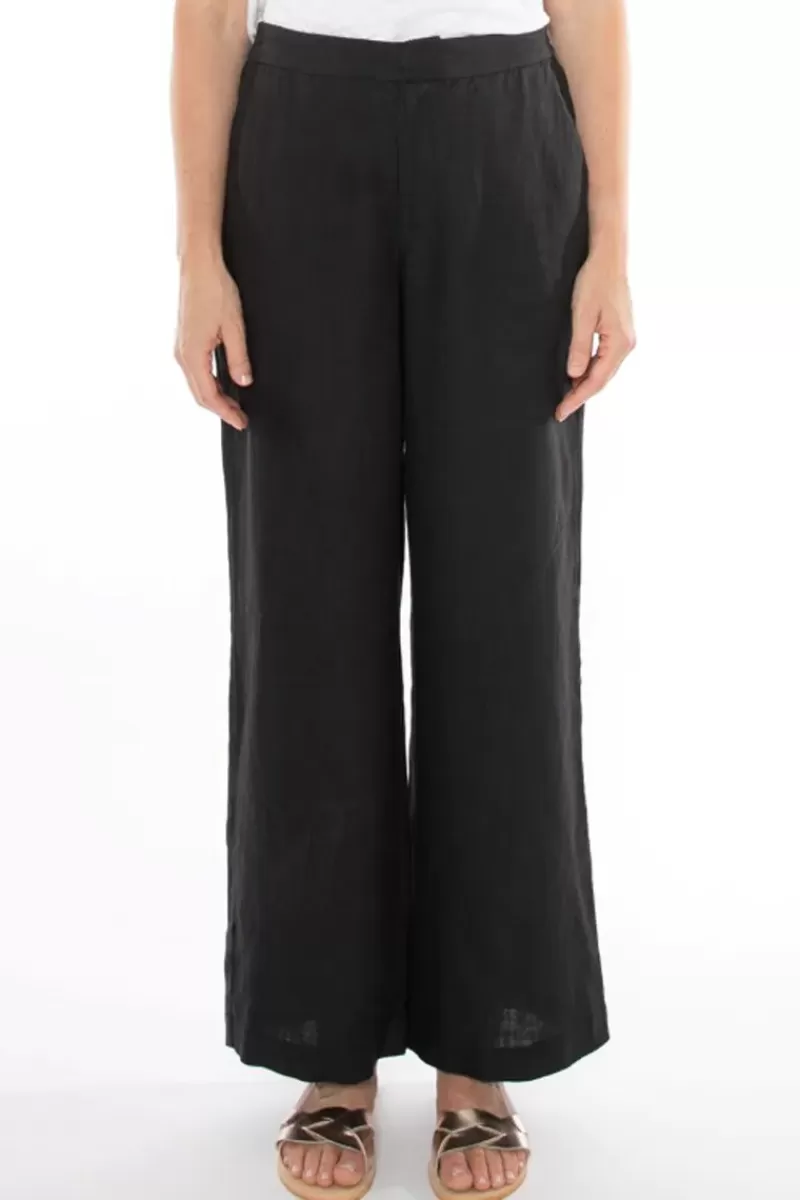 JUMP Linen Wide Leg Pant In Black By