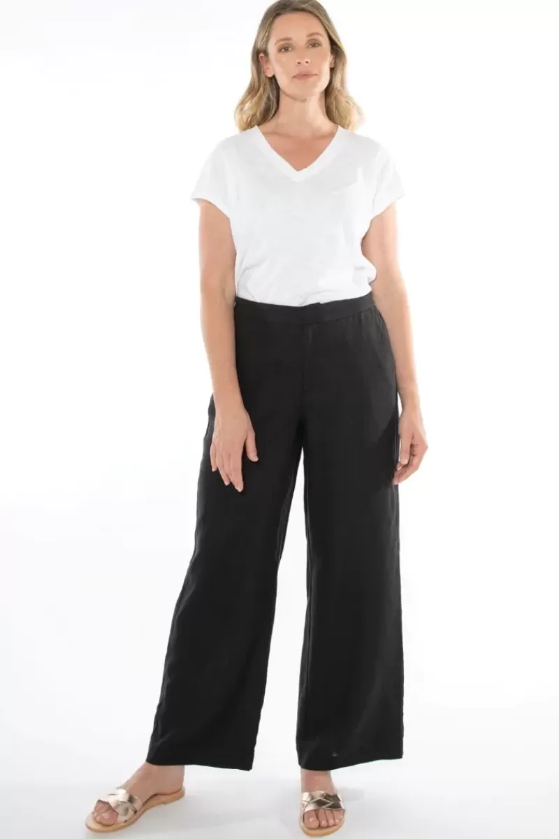 JUMP Linen Wide Leg Pant In Black By