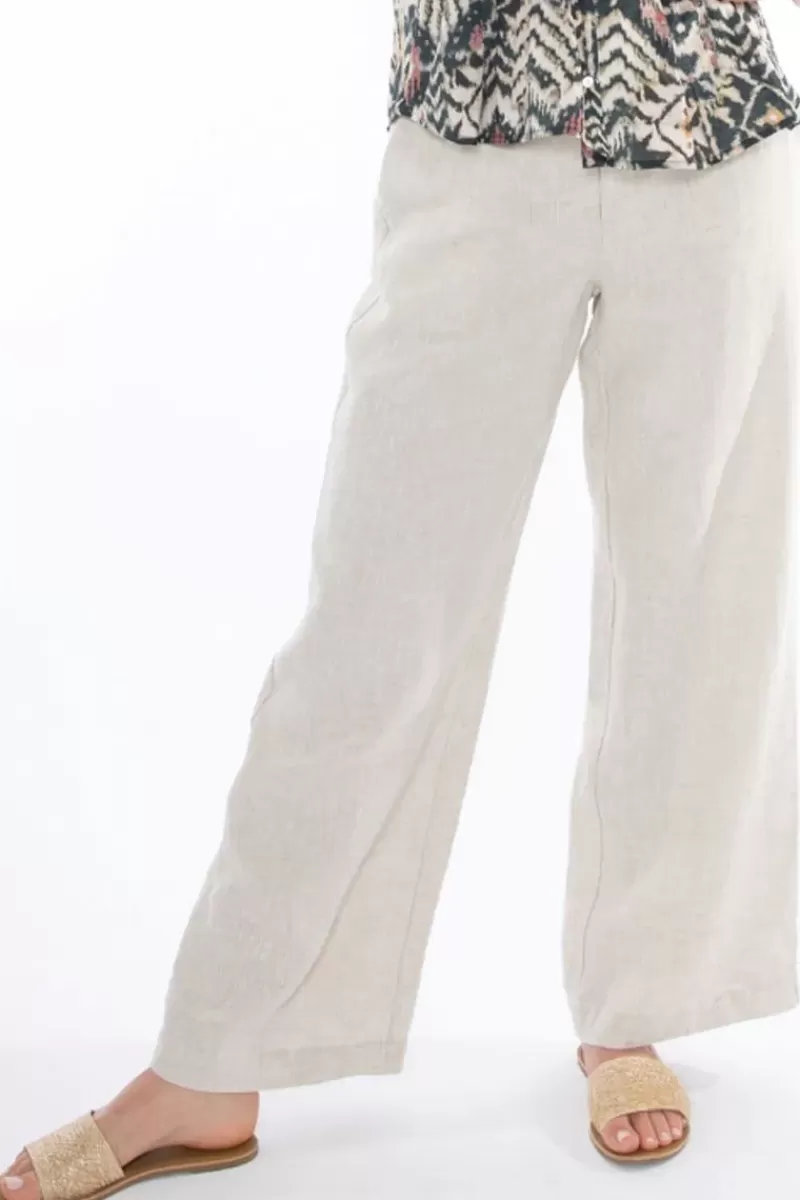 JUMP Linen Wide Leg Pant In Natural By