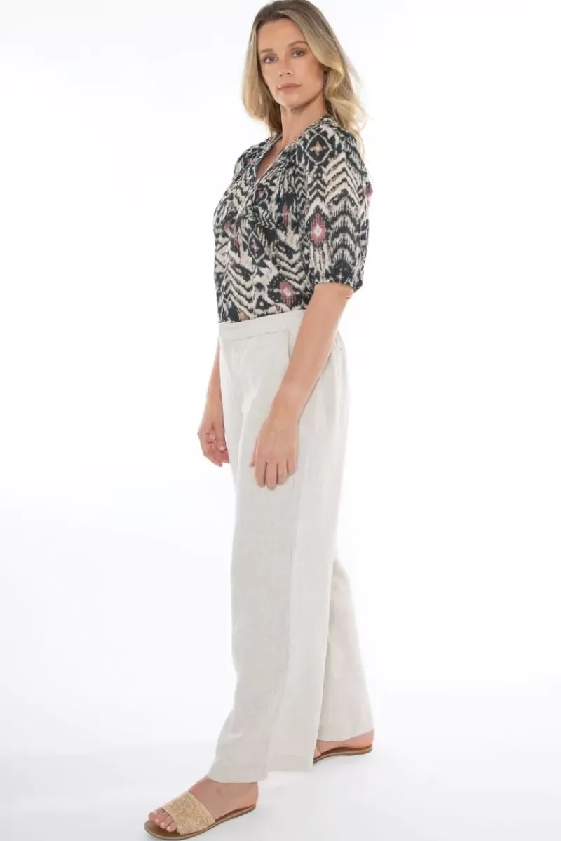 JUMP Linen Wide Leg Pant In Natural By