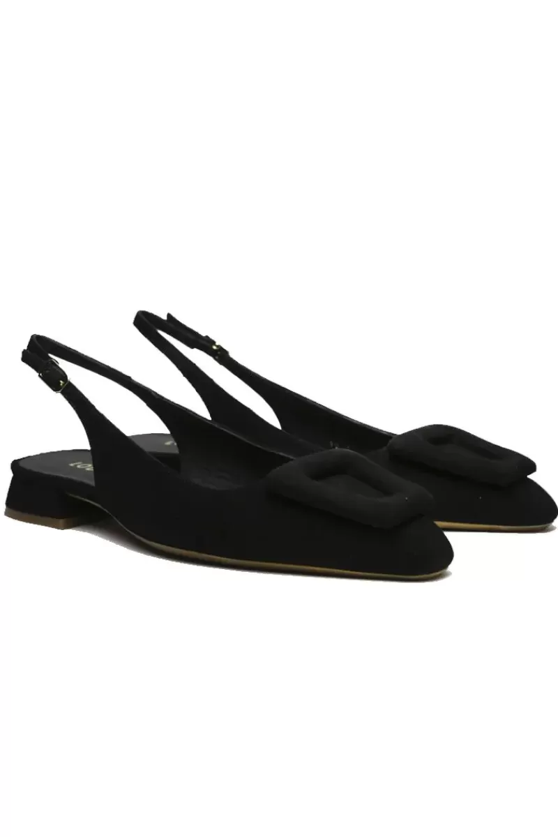 LODI Love Low Heel Suede Slingback In Black