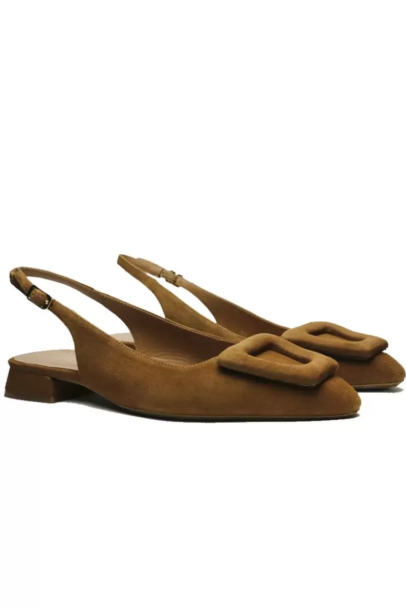 LODI Love Low Heel Suede Slingback In Tan