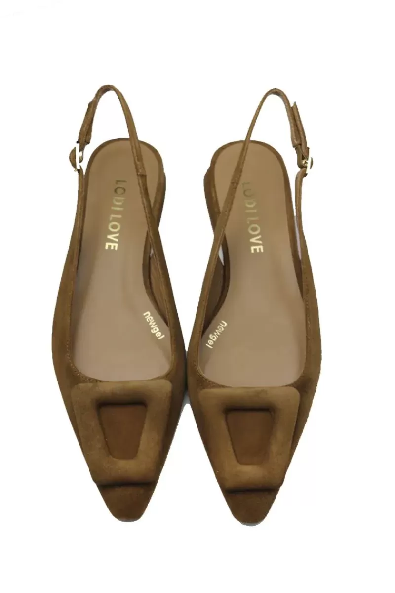 LODI Love Low Heel Suede Slingback In Tan