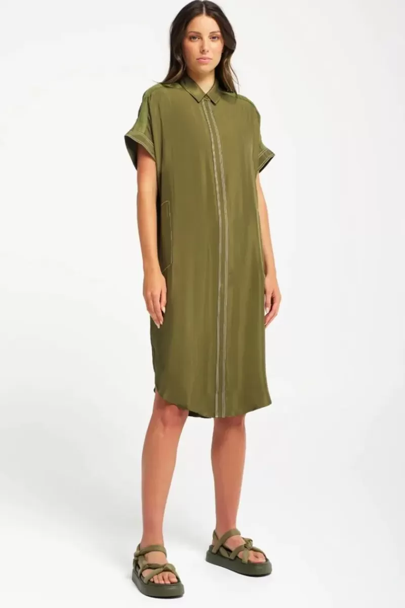 LOUNGE THE LABEL Juan Dress In Olive