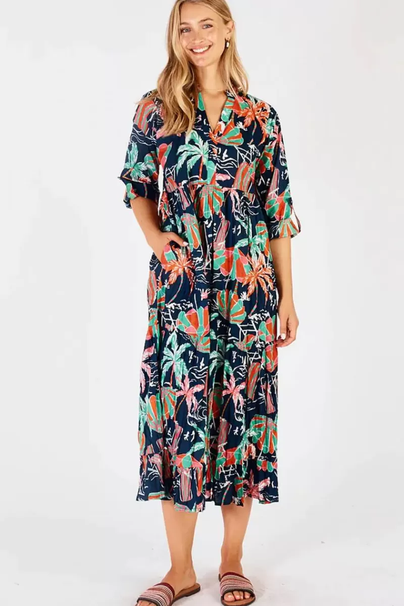 LULA SOUL Lula Life Harlow Midi Dress In Navy