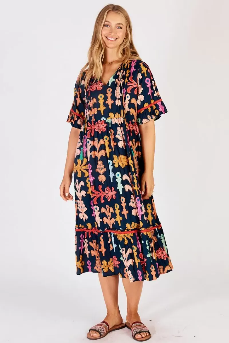 LULA SOUL Lula Life Olivia Midi Dress In Navy